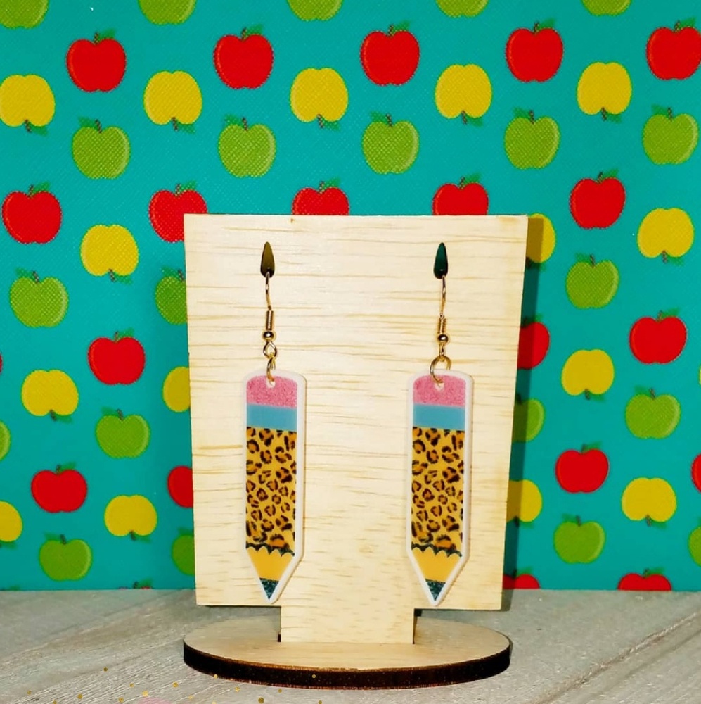 Cheetah pencil earrings